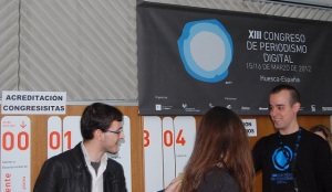 Mesas de registro del XIII Congreso Periodismo Digital de Huesca 2012